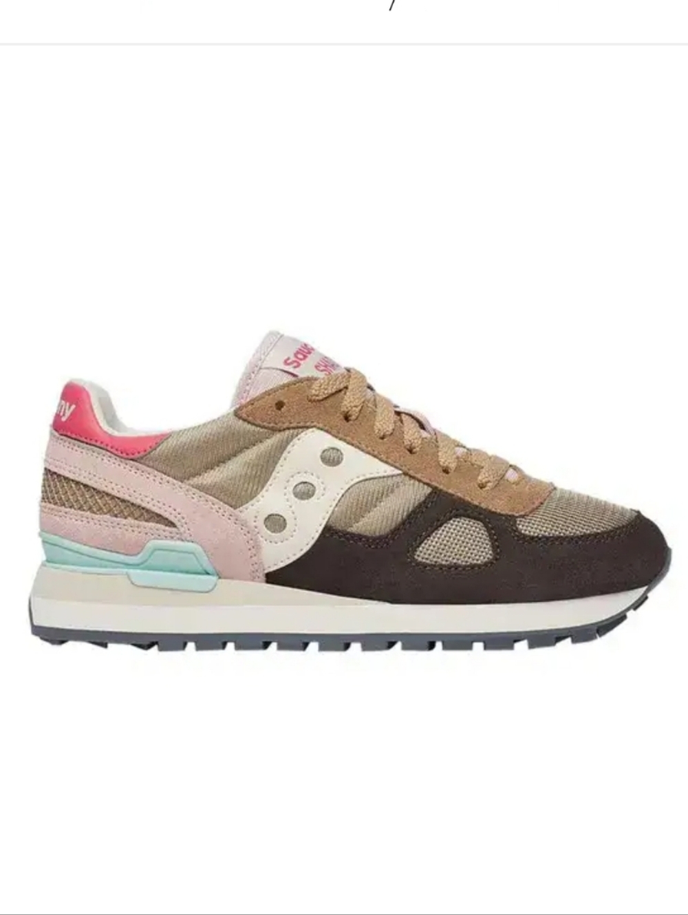 Saucony Shadow Original Tan Brown Pink Multi Retro Runner Sneakers Women's SZ 8